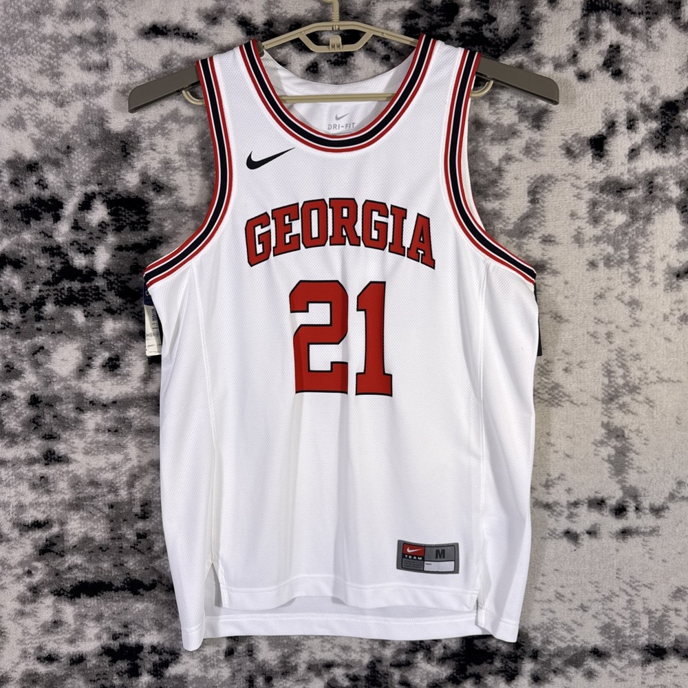 New Nike Georgia Bulldogs Basketball Jersey Mens Size Medium White 21 UGA